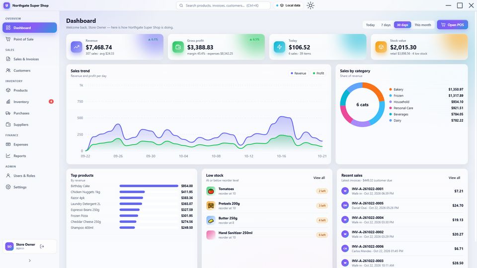 Light theme dashboard